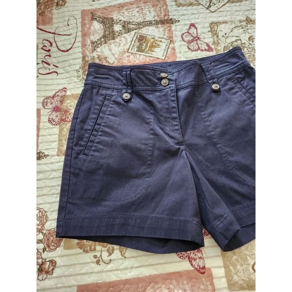 Talbots Petites Women's Navy Blue Shorts Stretch Size‎ 2P